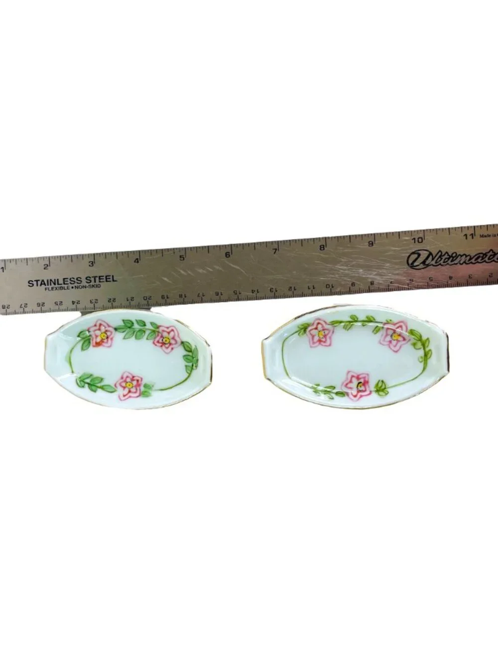 Antique Nippon Porcelain Celery Tray Pink Floral 2 Salt Cellars Circa 1911 - 21